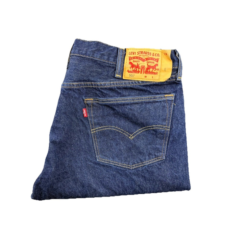 Levi's 501 Original Straight Fit Mens 42x36 Dark Wash Button Fly Denim Jeans